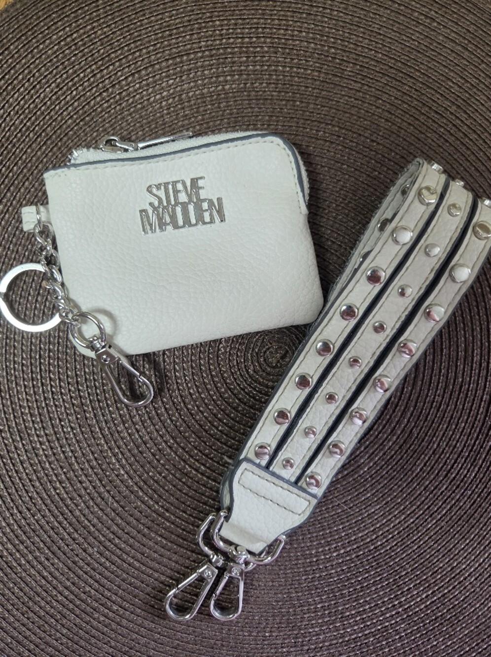 Steve Madden White Coin Purse and Studded Purse Strap